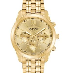 Bulova Mens Gold Toned Stainless Steel Wrist Watch - Pre owned